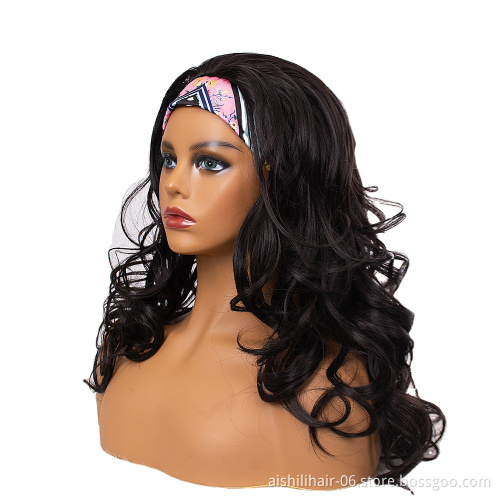 AISHILI Wholesale Synthetic Long Body Wave Air Wig Nature Culy Hiar Wigs With Headband For Women
